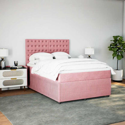 Giroletto a Molle con Materasso Rosa 160x200 cm in Velluto