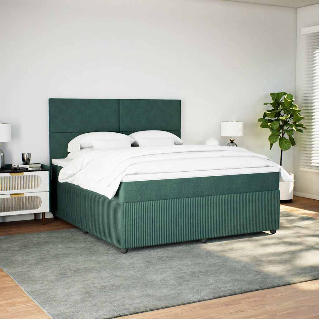Giroletto a Molle con Materasso Verde Scuro 180x200 cm Velluto - homemem39