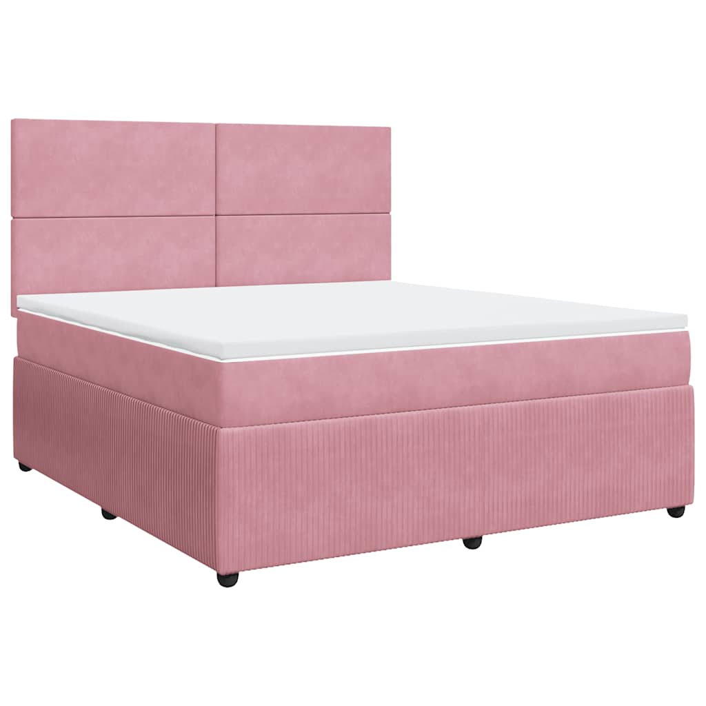 Giroletto a Molle con Materasso Rosa 180x200 cm in Velluto | homemem39