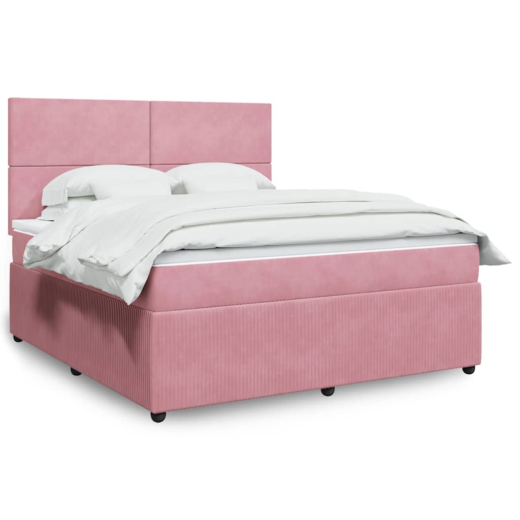 Giroletto a Molle con Materasso Rosa 180x200 cm in Velluto | homemem39