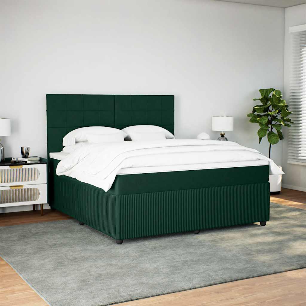 Giroletto a Molle con Materasso Verde Scuro 180x200 cm Velluto | homemem39