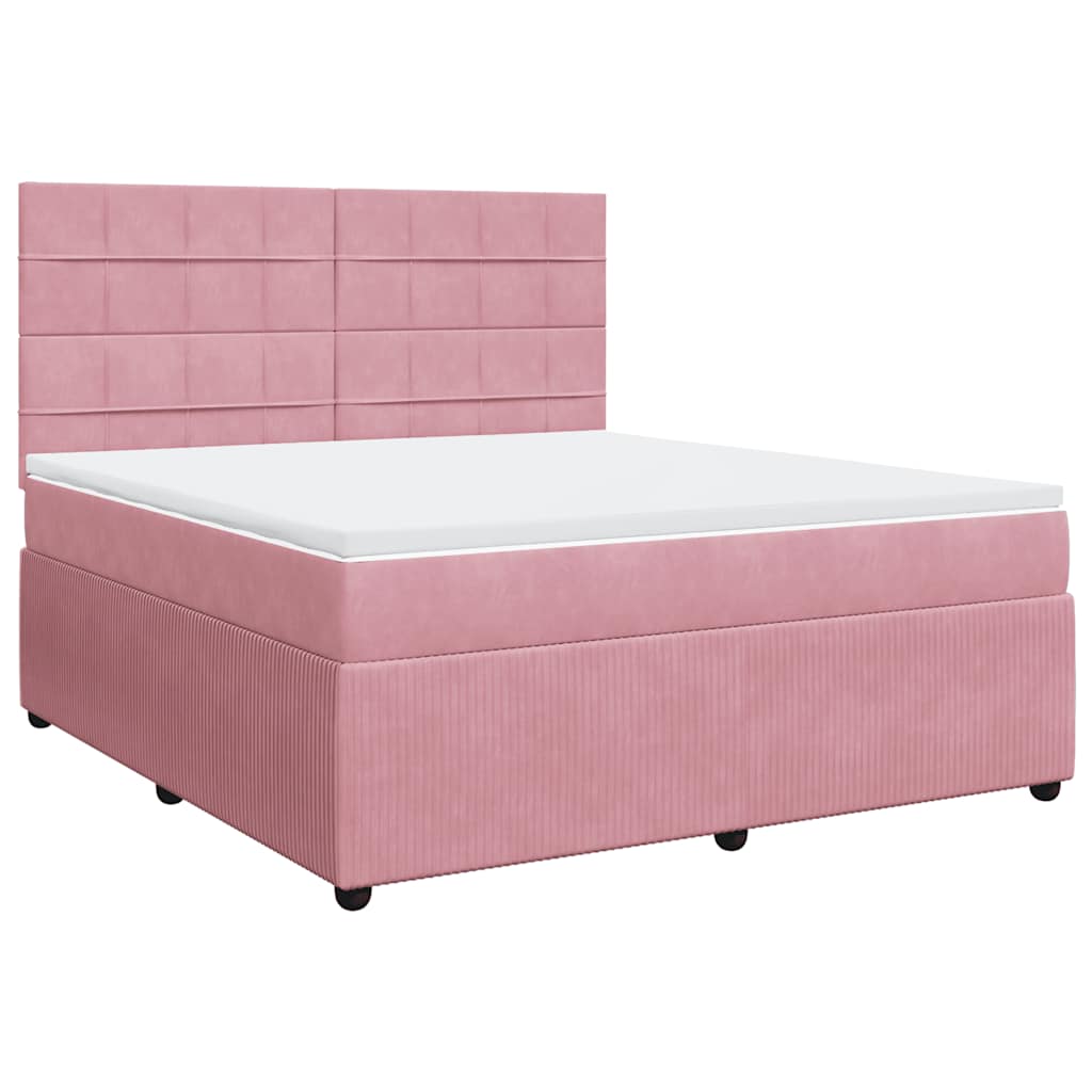 Giroletto a Molle con Materasso Rosa 180x200 cm in Velluto | homemem39