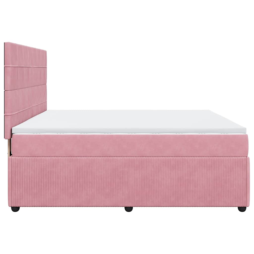 Giroletto a Molle con Materasso Rosa 180x200 cm in Velluto | homemem39
