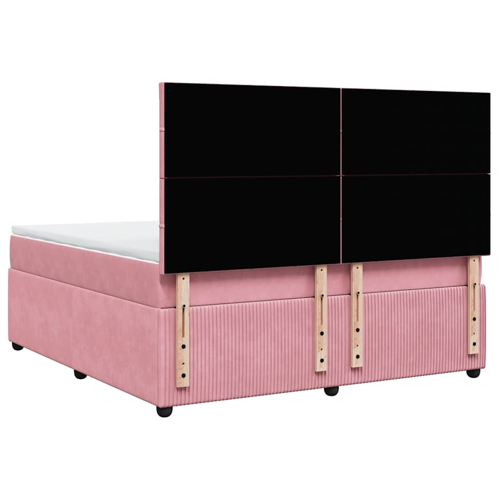 Giroletto a Molle con Materasso Rosa 180x200 cm in Velluto | homemem39