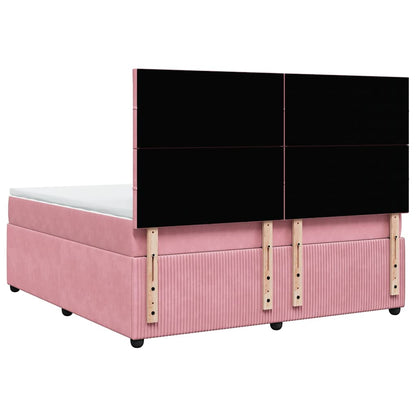 Giroletto a Molle con Materasso Rosa 180x200 cm in Velluto | homemem39