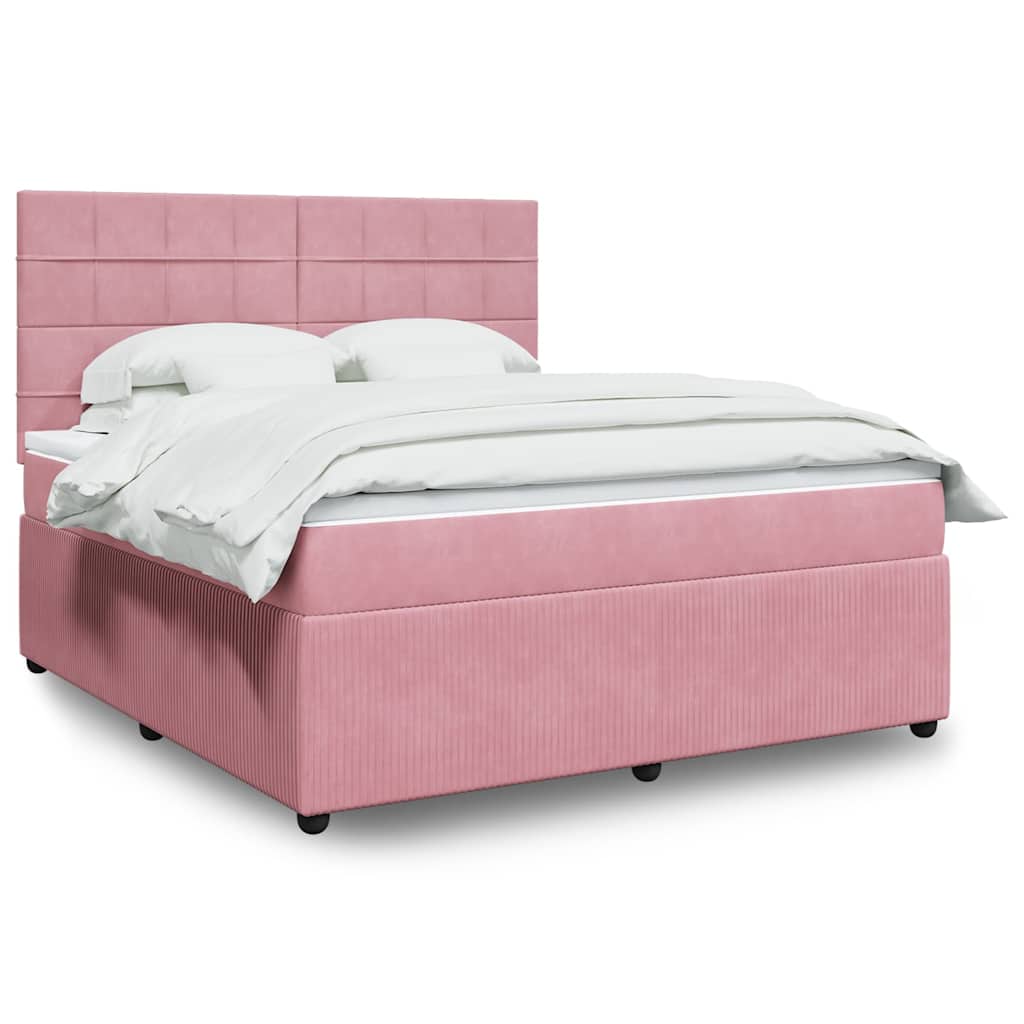 Giroletto a Molle con Materasso Rosa 180x200 cm in Velluto | homemem39