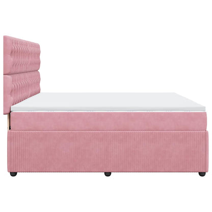 Giroletto a Molle con Materasso Rosa 180x200 cm in Velluto | homemem39