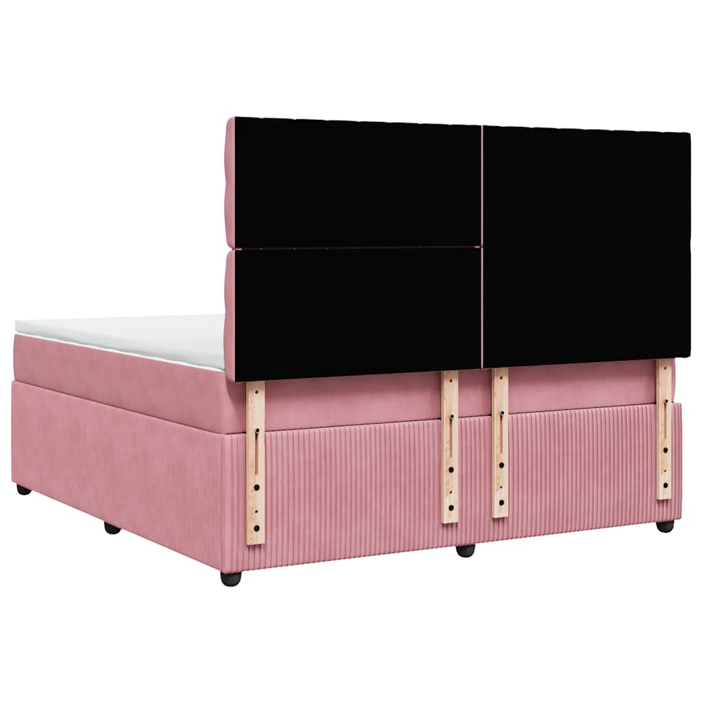 Giroletto a Molle con Materasso Rosa 180x200 cm in Velluto | homemem39