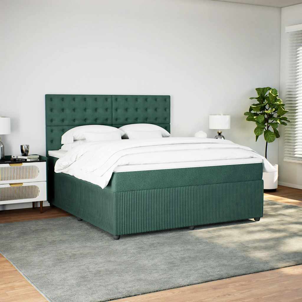 Giroletto a Molle con Materasso Verde Scuro 180x200 cm Velluto - homemem39