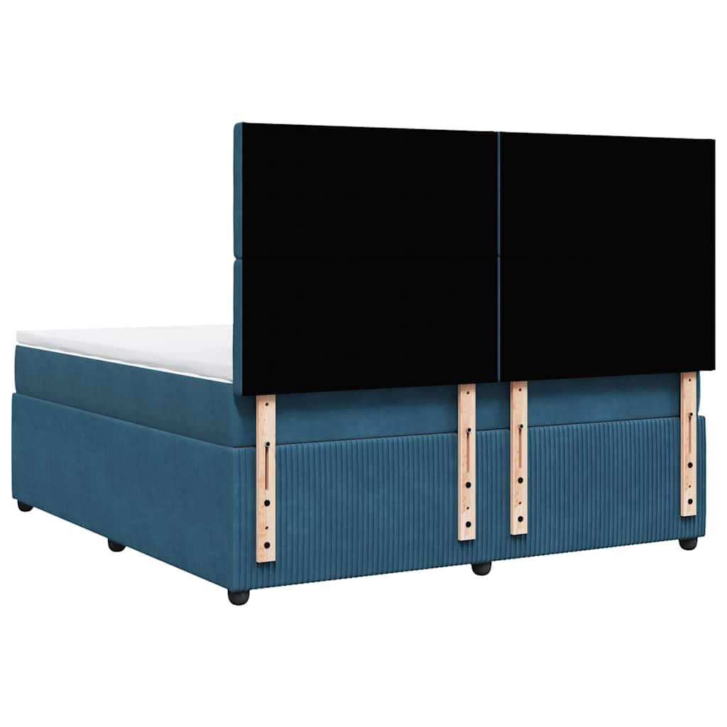 Giroletto a Molle con Materasso Blu Scuro 180x200 cm in Velluto - homemem39