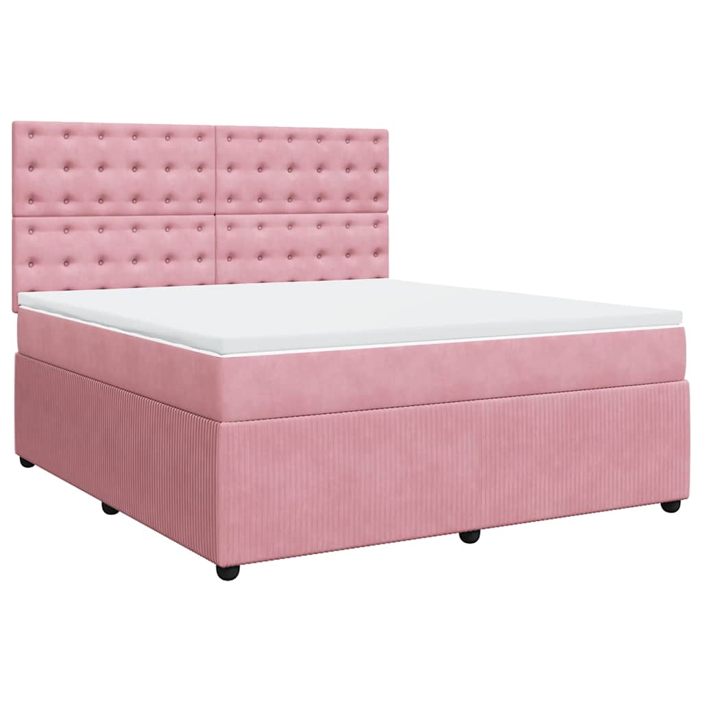 Giroletto a Molle con Materasso Rosa 180x200 cm in Velluto | homemem39