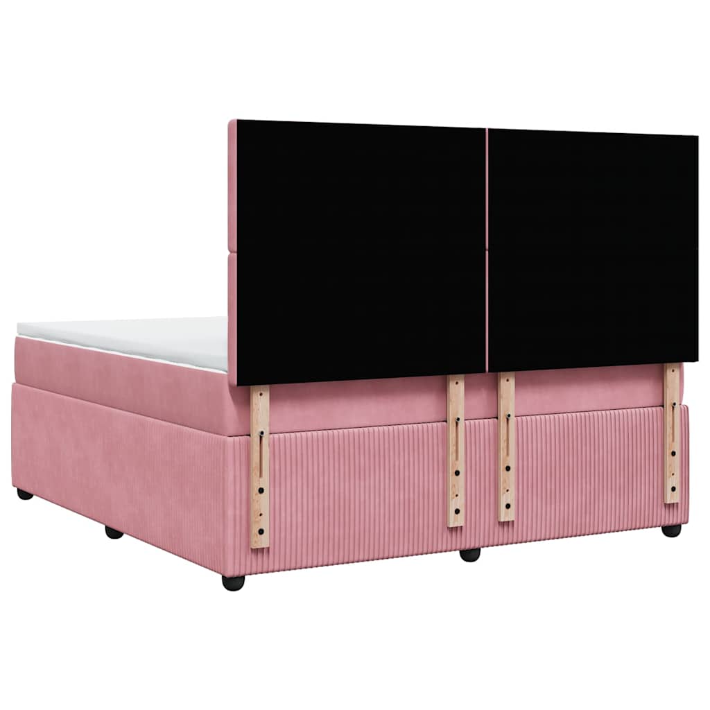 Giroletto a Molle con Materasso Rosa 180x200 cm in Velluto | homemem39