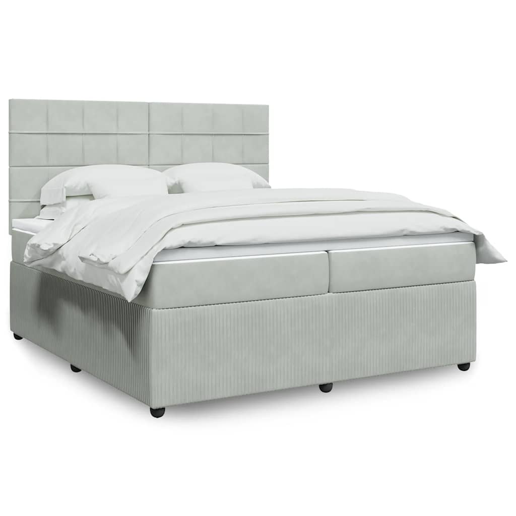 Giroletto a Molle con Materasso Grigio Chiaro 200x200cm Velluto
