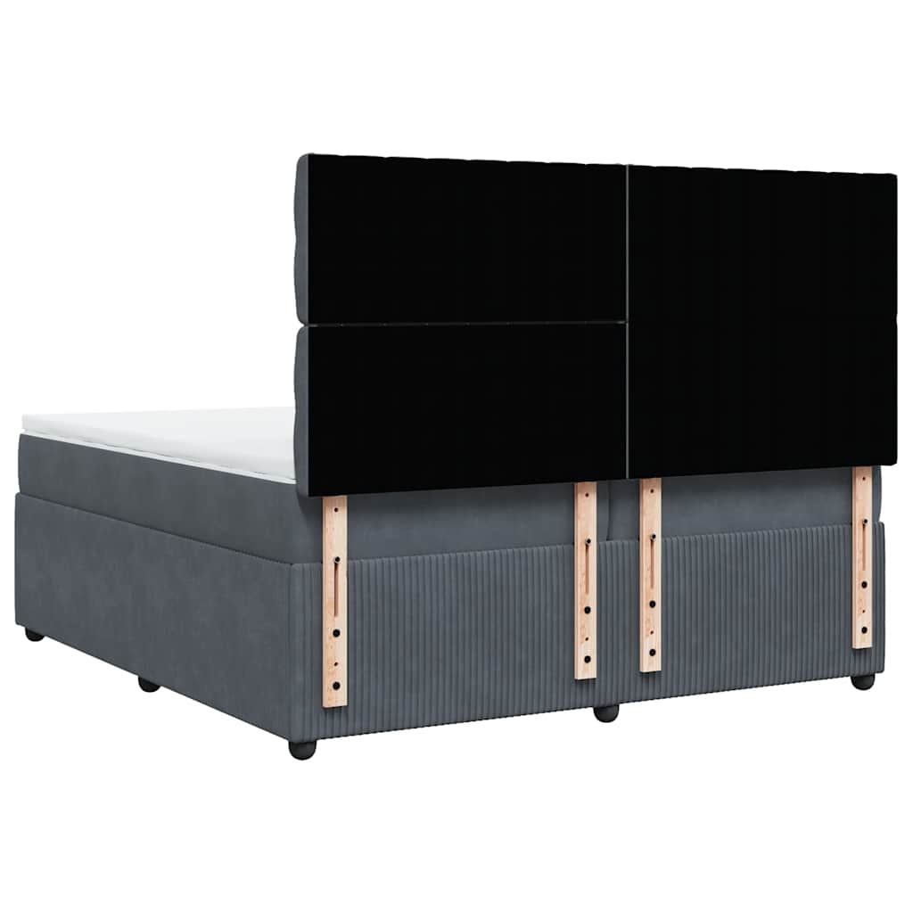 Giroletto a Molle con Materasso Grigio Scuro 200x200 cm Velluto - homemem39