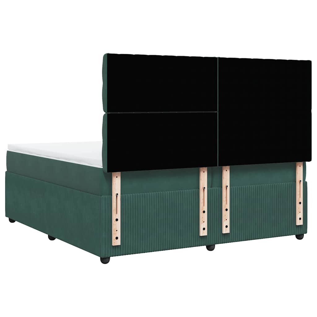 Giroletto a Molle con Materasso Verde Scuro 200x200 cm Velluto - homemem39