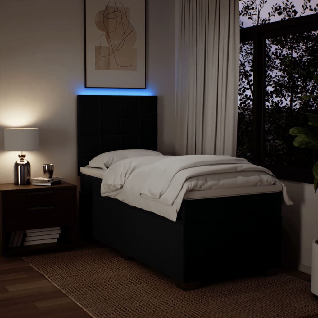 Giroletto a Molle con Materasso Nero 90x200 cm in Tessuto - homemem39