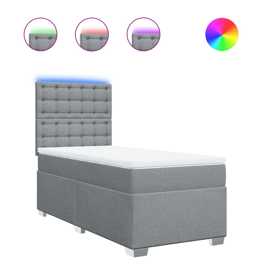 Giroletto a Molle con Materasso Grigio Chiaro 90x200 cm Tessuto - homemem39