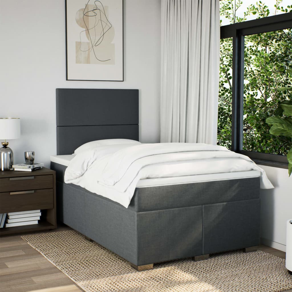Giroletto a Molle con Materasso Grigio Scuro 120x190cm Tessuto
