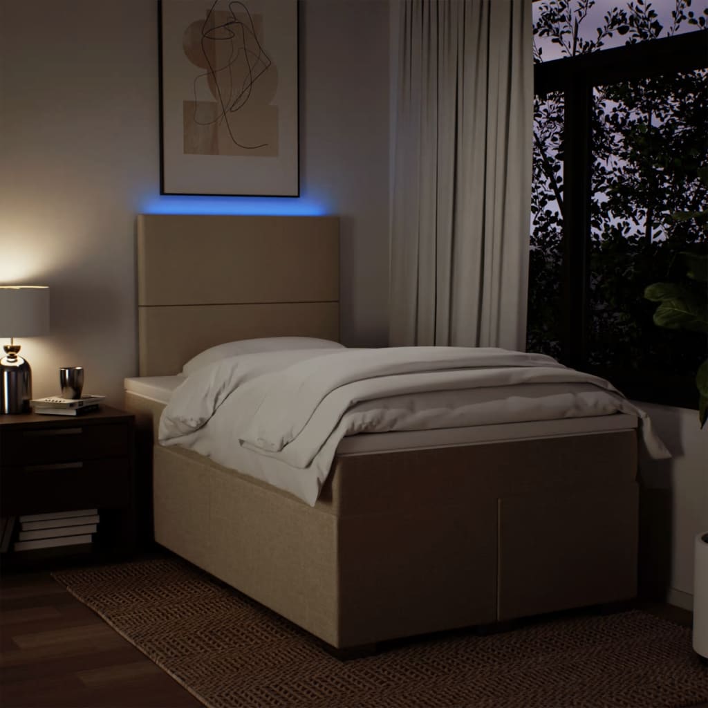 Giroletto a Molle con Materasso Crema 120x190 cm in Tessuto | homemem39