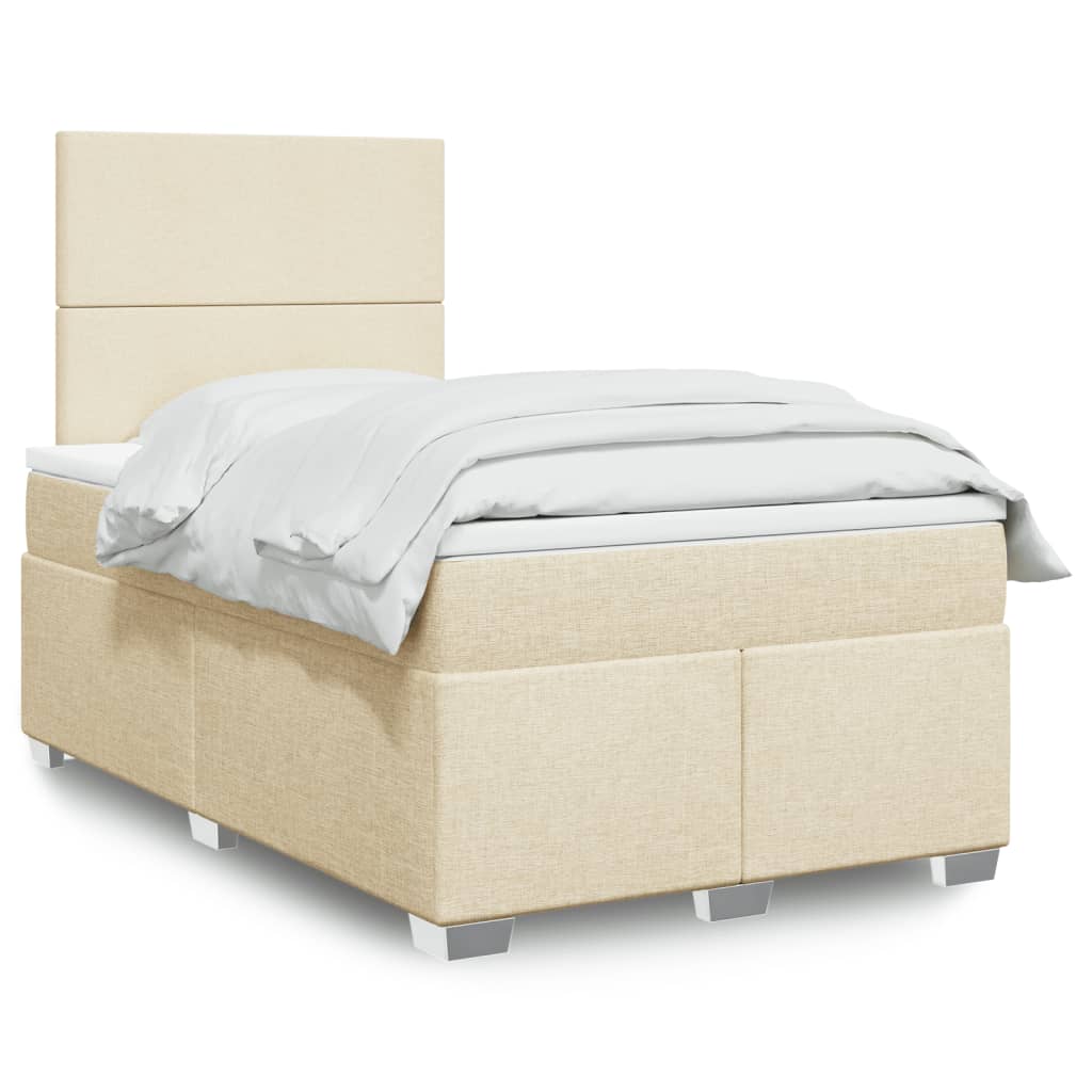 Giroletto a Molle con Materasso Crema 120x190 cm in Tessuto | homemem39
