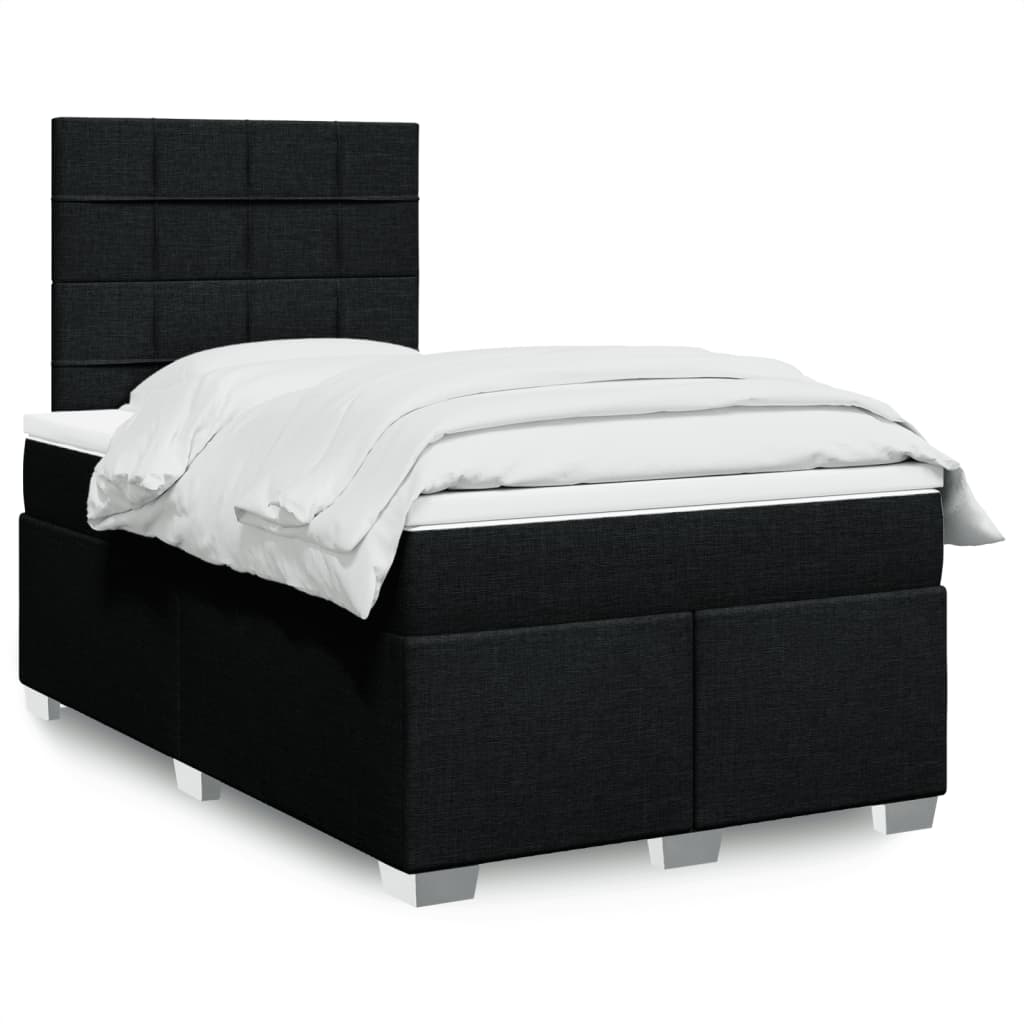 Giroletto a Molle con Materasso Nero 120x190 cm in Tessuto