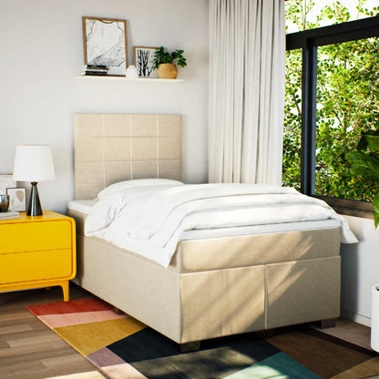 Giroletto a Molle con Materasso Crema 120x190 cm in Tessuto