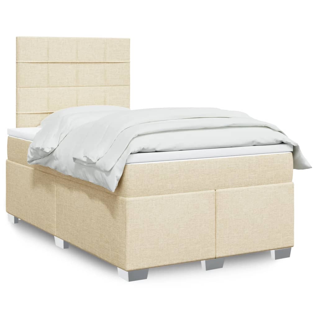 Giroletto a Molle con Materasso Crema 120x190 cm in Tessuto | homemem39
