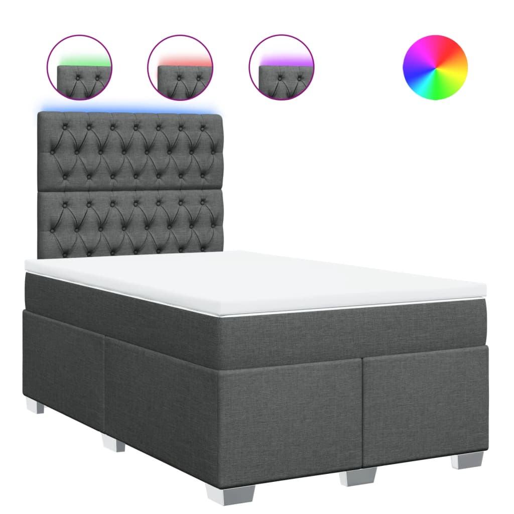 Giroletto a Molle con Materasso Grigio Scuro 120x190cm Tessuto | homemem39