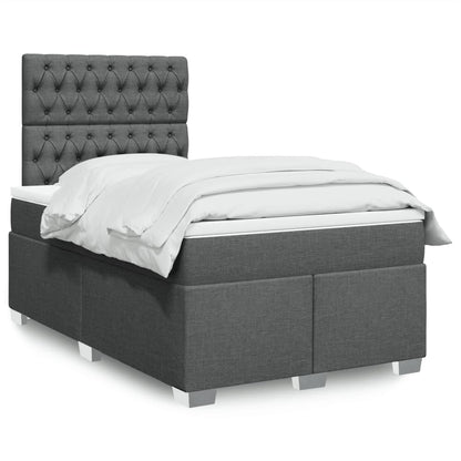 Giroletto a Molle con Materasso Grigio Scuro 120x190cm Tessuto