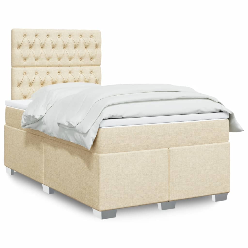 Giroletto a Molle con Materasso Crema 120x190 cm in Tessuto | homemem39