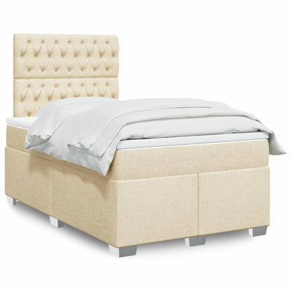 Giroletto a Molle con Materasso Crema 120x190 cm in Tessuto | homemem39