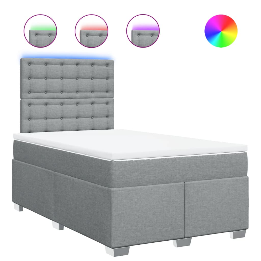 Giroletto a Molle con Materasso Grigio Chiaro 120x190cm Tessuto | homemem39