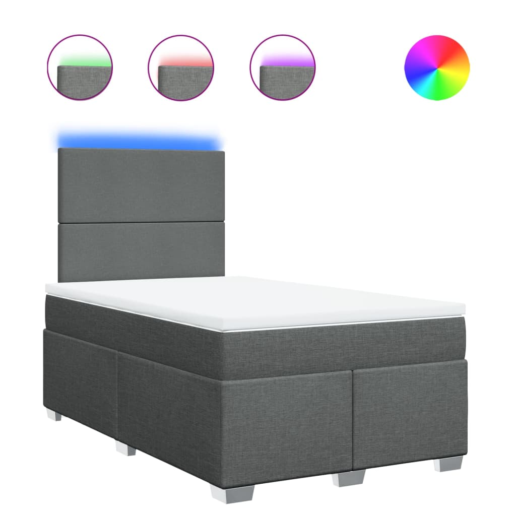 Giroletto a Molle con Materasso Grigio Scuro 120x200 cm Tessuto - homemem39