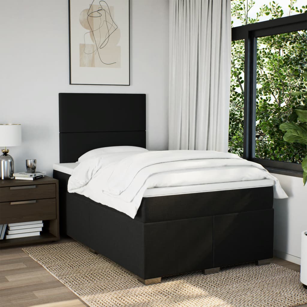 Giroletto a Molle con Materasso Nero 120x200 cm in Tessuto