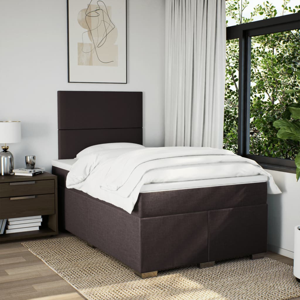 Giroletto a Molle con Materasso Marrone Scuro 120x200cm Tessuto
