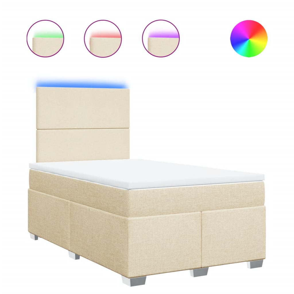 Giroletto a Molle con Materasso Crema 120x200 cm in Tessuto