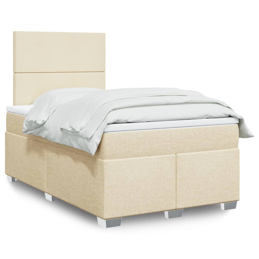 Giroletto a Molle con Materasso Crema 120x200 cm in Tessuto