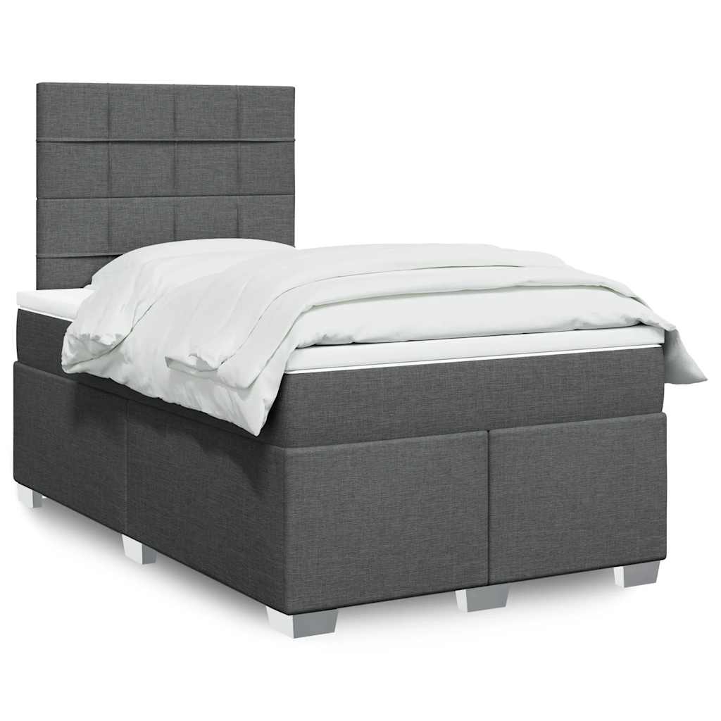 Giroletto a Molle con Materasso Grigio Scuro 120x200 cm Tessuto