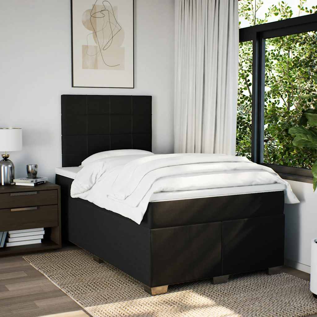 Giroletto a Molle con Materasso Nero 120x200 cm in Tessuto
