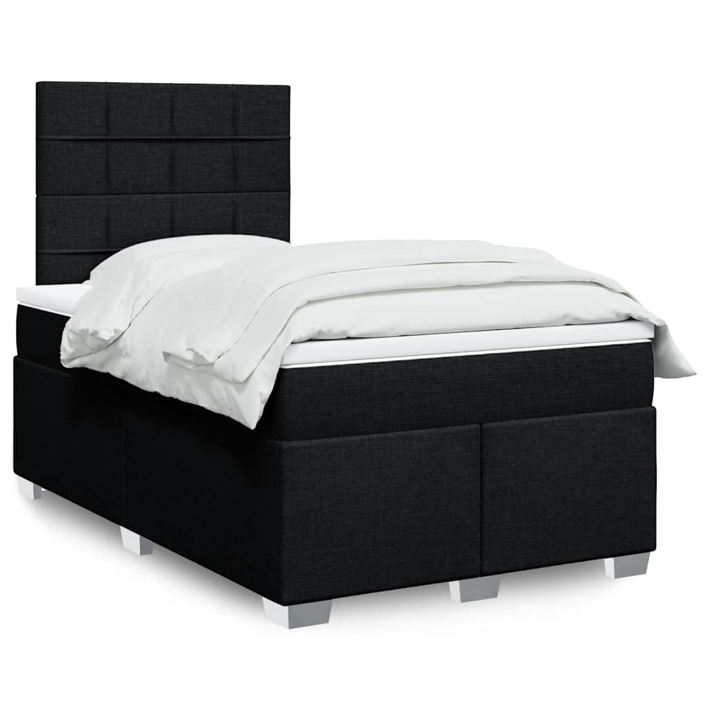 Giroletto a Molle con Materasso Nero 120x200 cm in Tessuto