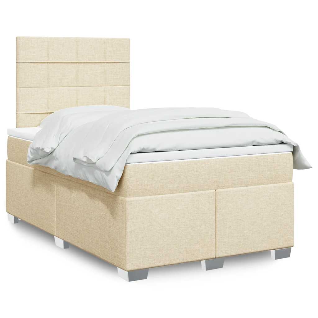 Giroletto a Molle con Materasso Crema 120x200 cm in Tessuto | homemem39