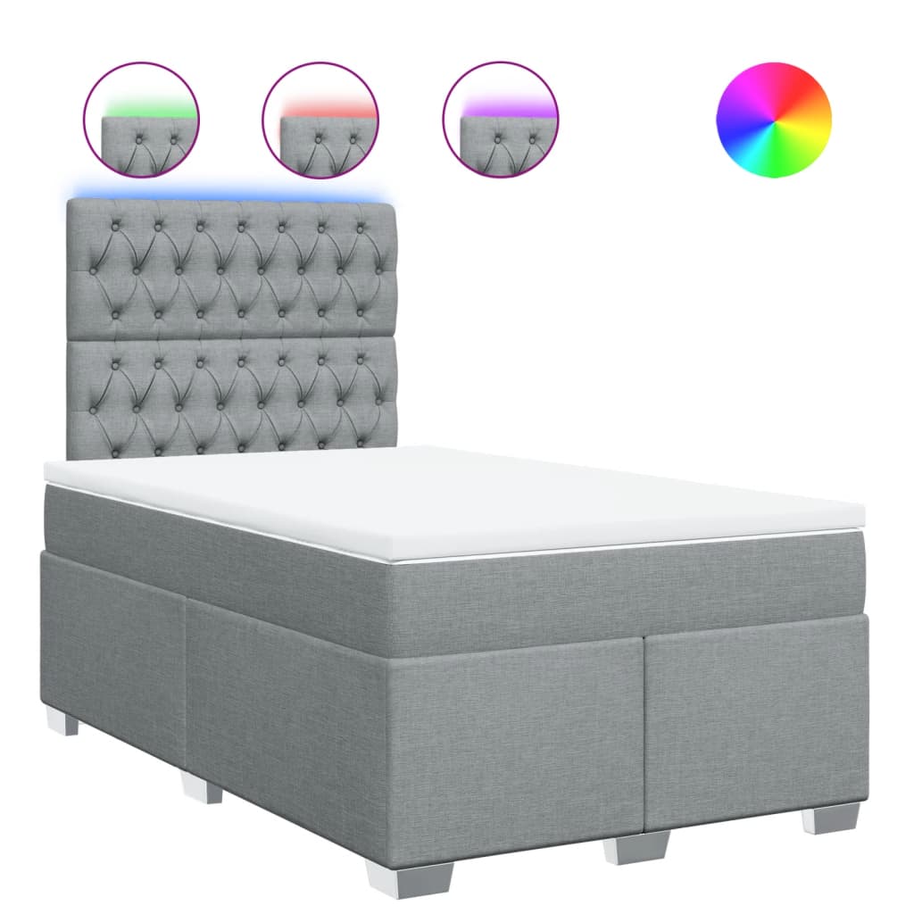 Giroletto a Molle con Materasso Grigio Chiaro 120x200cm Tessuto | homemem39