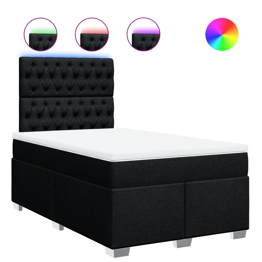 Giroletto a Molle con Materasso Nero 120x200 cm in Tessuto | homemem39