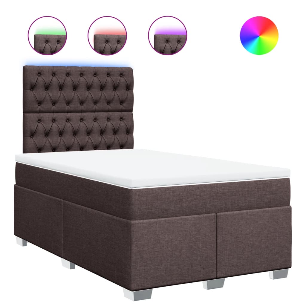 Giroletto a Molle con Materasso Marrone Scuro 120x200cm Tessuto | homemem39