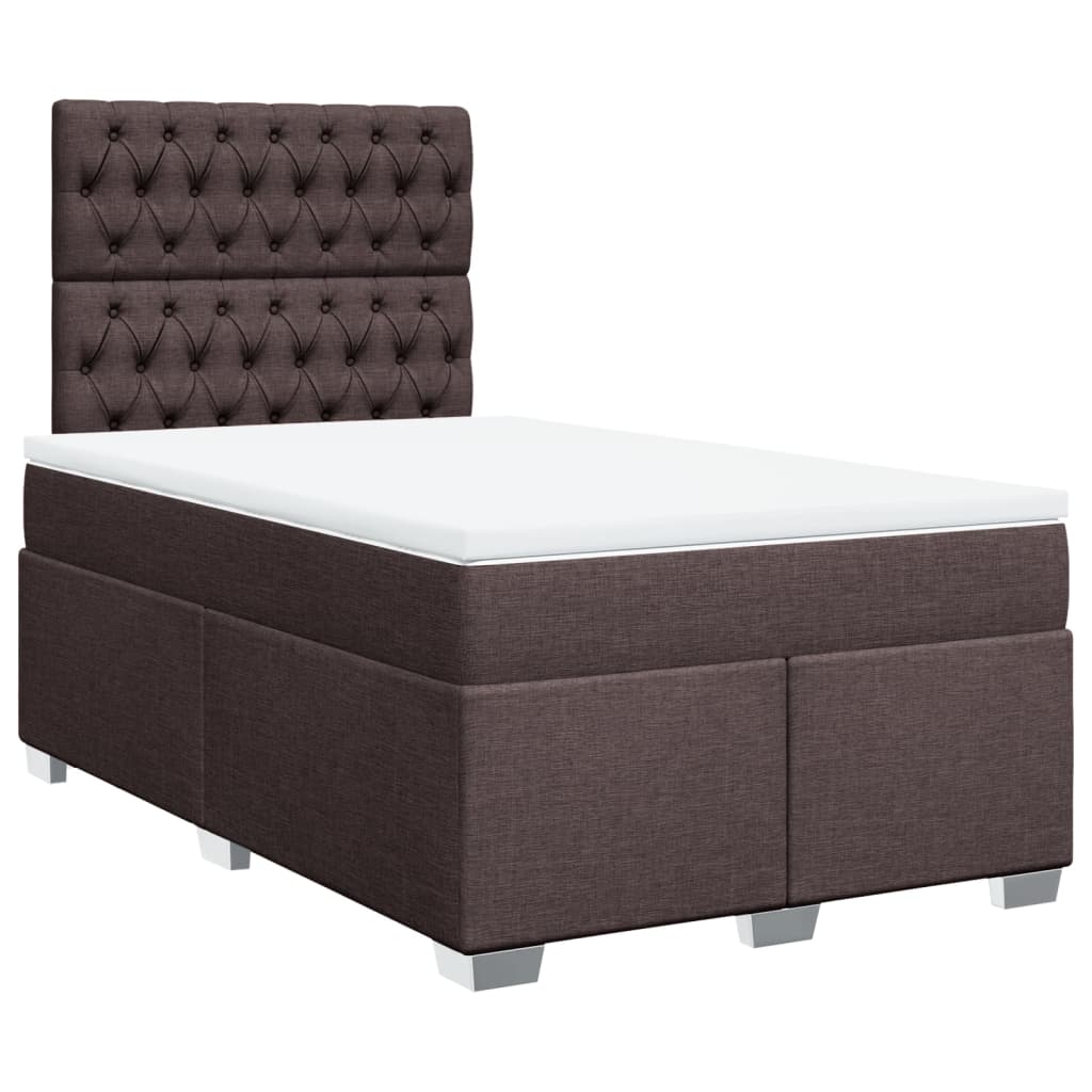 Giroletto a Molle con Materasso Marrone Scuro 120x200cm Tessuto | homemem39