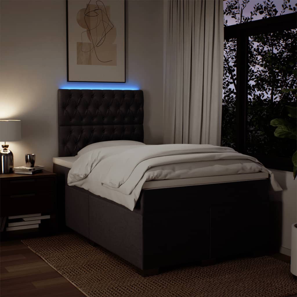 Giroletto a Molle con Materasso Marrone Scuro 120x200cm Tessuto | homemem39