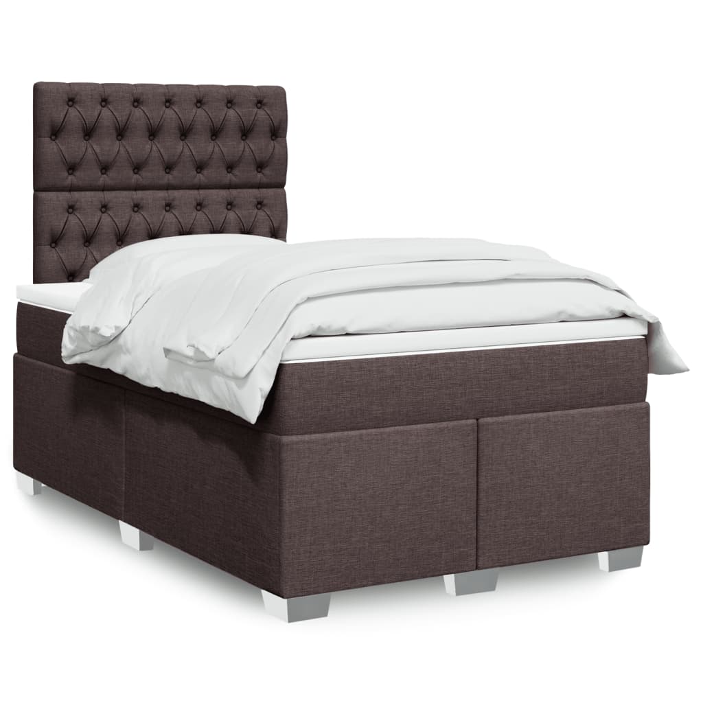 Giroletto a Molle con Materasso Marrone Scuro 120x200cm Tessuto | homemem39
