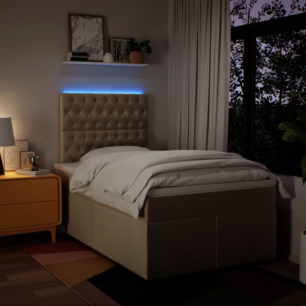 Giroletto a Molle con Materasso Crema 120x200 cm in Tessuto | homemem39