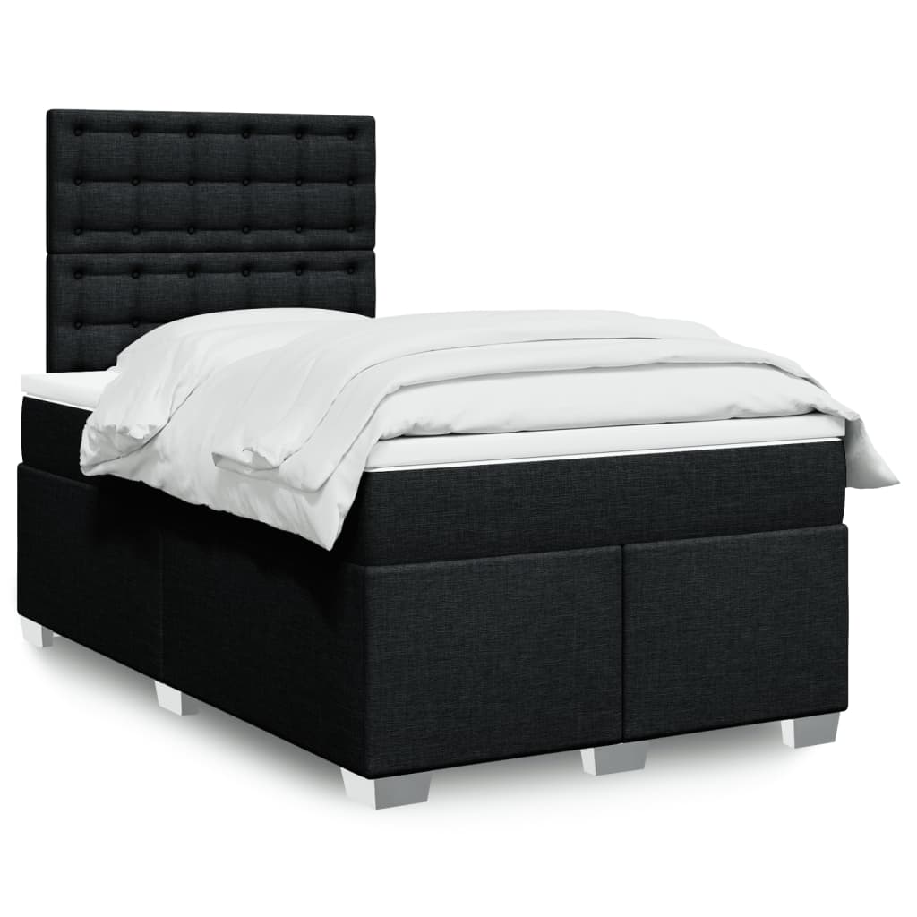 Giroletto a Molle con Materasso Nero 120x200 cm in Tessuto