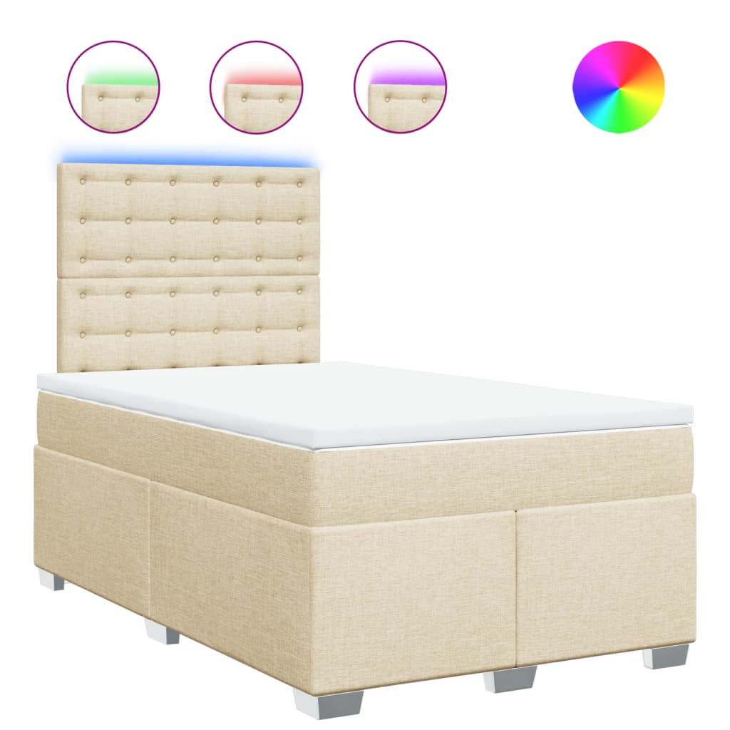 Giroletto a Molle con Materasso Crema 120x200 cm in Tessuto | homemem39